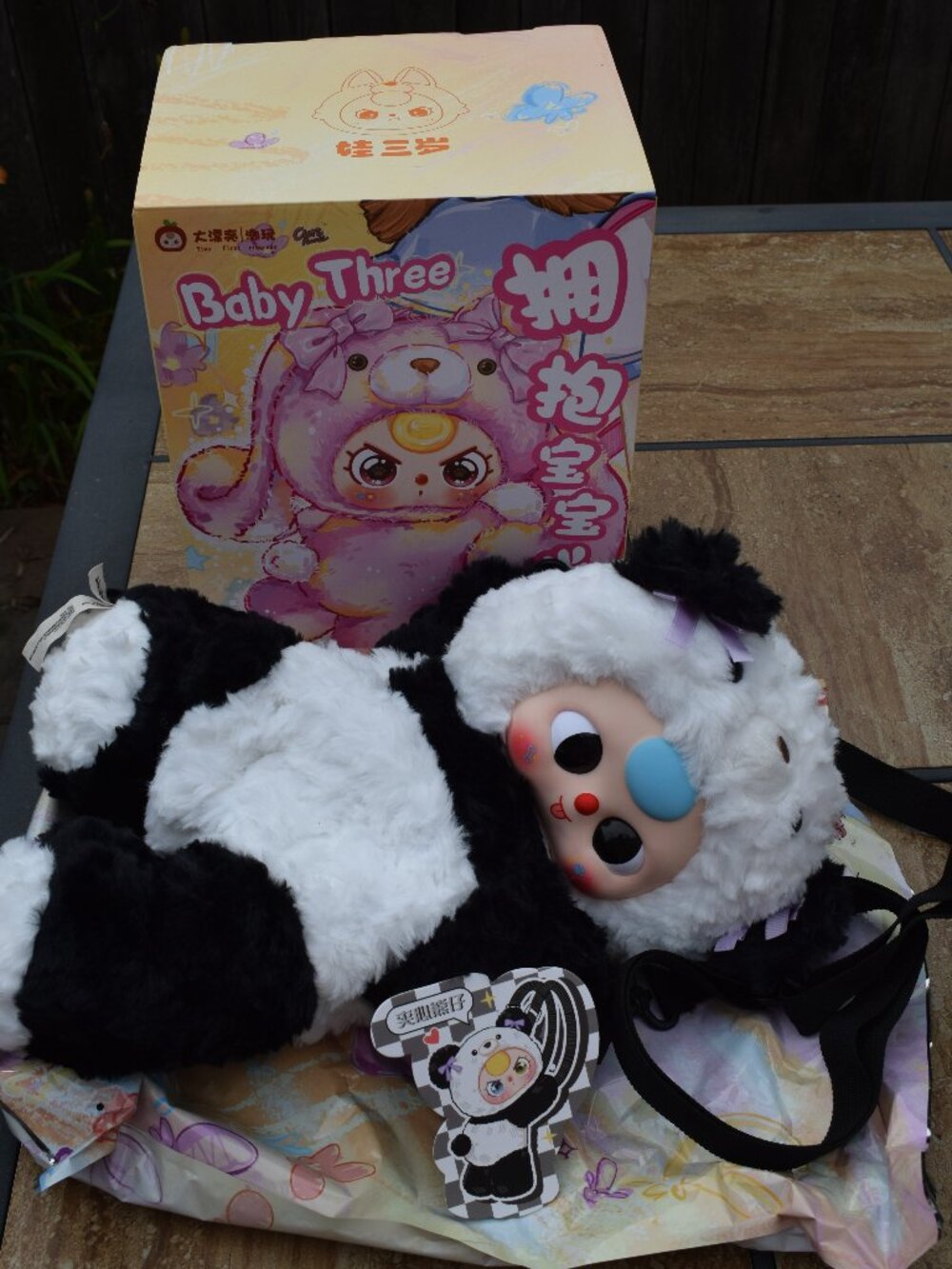 New in box! Baby Three 400% Hugging Baby Backpack Panda Bear with Boba Eyes